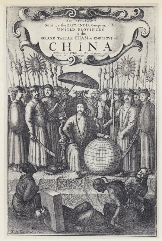 J Nieuhof, en ambassad skickad av Ostindiska kompaniet till Kina, Tr J Ogilby 1673 (s/v foto) av English Photographer