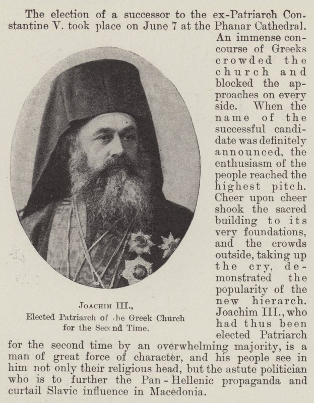 Joachim III, vald till den grekiska kyrkans patriark för andra gången av English Photographer