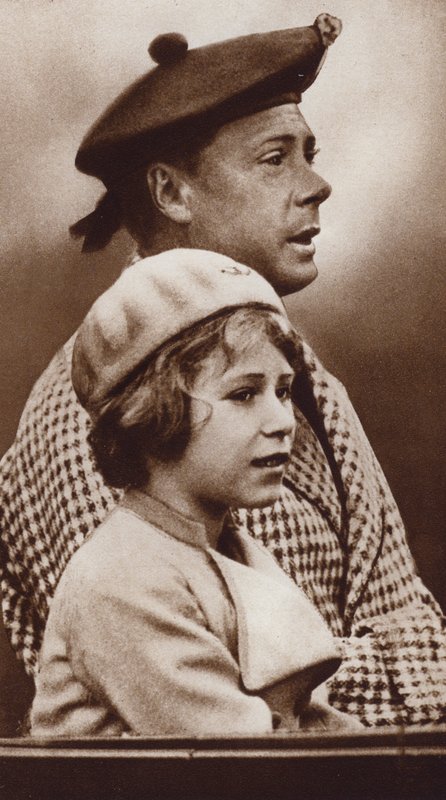 Kung Edward VIII och hans brorsdotter, den blivande drottning Elizabeth II (s/v-foto) av English Photographer