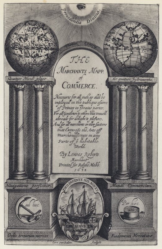 L Roberts, The Merchants Mapp of Commerce, R Mabb 1638 (s/v foto) av English Photographer