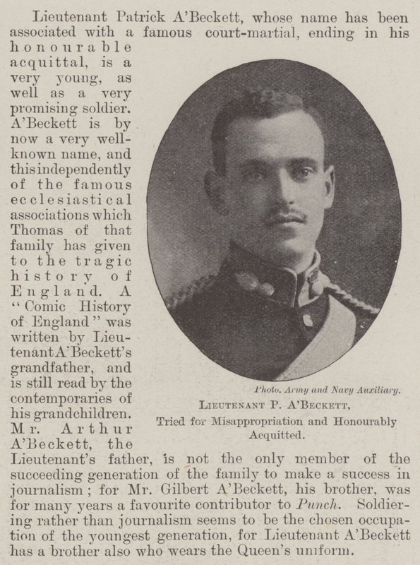 Löjtnant P ABeckett, prövad för förskingring och hedersamt frikänd av English Photographer