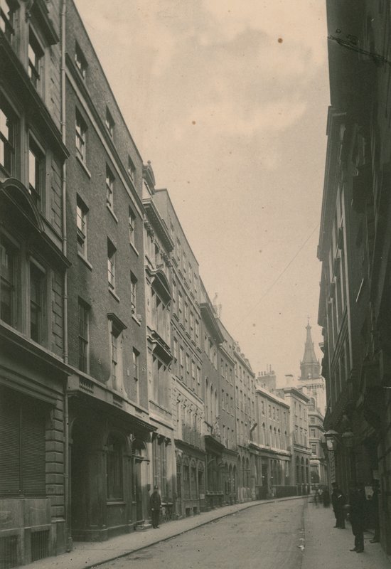 Lombard Street, London; fotografera; daterad juni 1885 av English Photographer