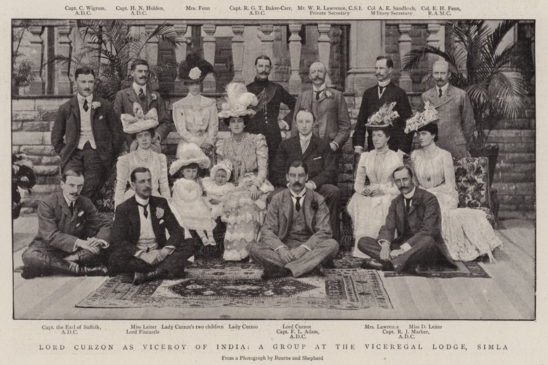 Lord Curzon som vicekung i Indien, en grupp på Viceregal Lodge, Simla av English Photographer