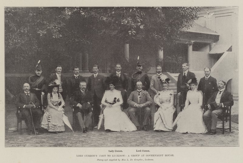 Lord Curzons besök i Lucknow, en grupp på Government House av English Photographer