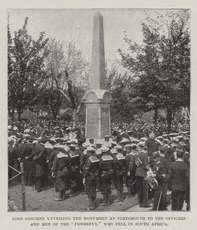 Lord Goschen avtäcker monumentet i Portsmouth för officerarna och de mäktigas män som stupade i Sydafrika av English Photographer