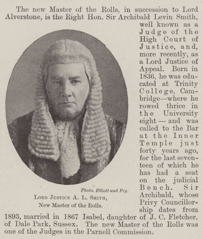 Lord Justice A L Smith, New Master of the Rolls av English Photographer