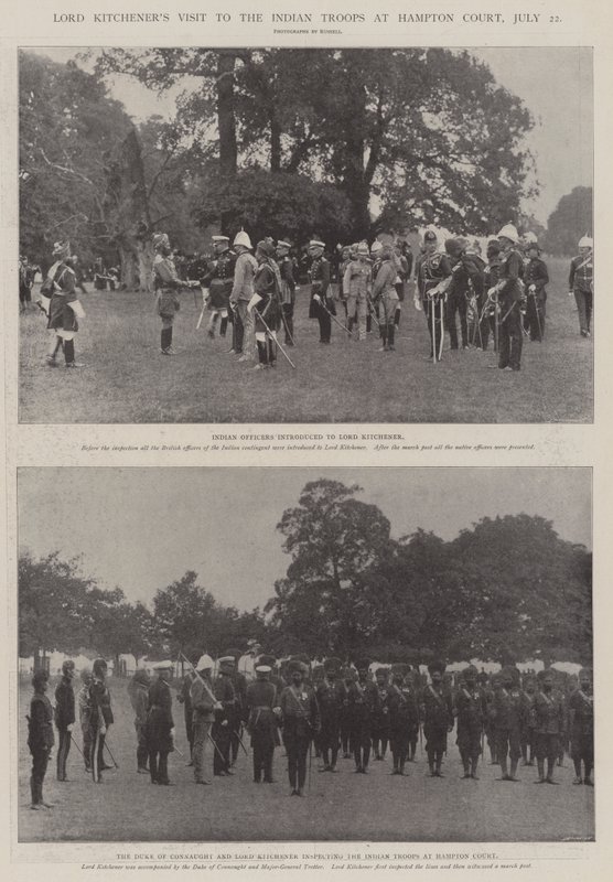Lord Kitcheners besök hos de indiska trupperna på Hampton Court, 22 juli av English Photographer