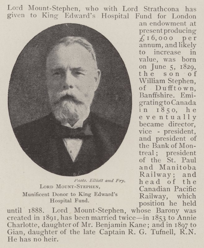 Lord Mount-Stephen, Munificent donator till King Edwards Hospital Fund av English Photographer