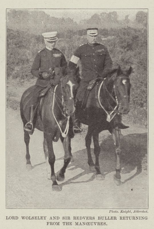 Lord Wolseley och Sir Redvers Buller återvänder från manövrarna av English Photographer