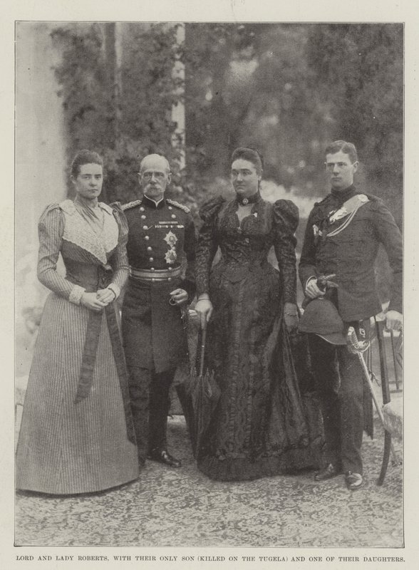 Lord och Lady Roberts, med deras ende son (dödad på Tugela) och en av deras döttrar av English Photographer