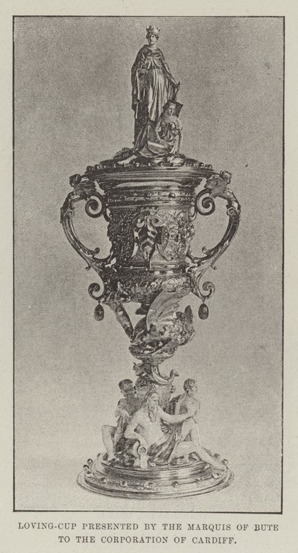 Loving-Cup presenterad av Marquis of Bute till Corporation of Cardiff av English Photographer