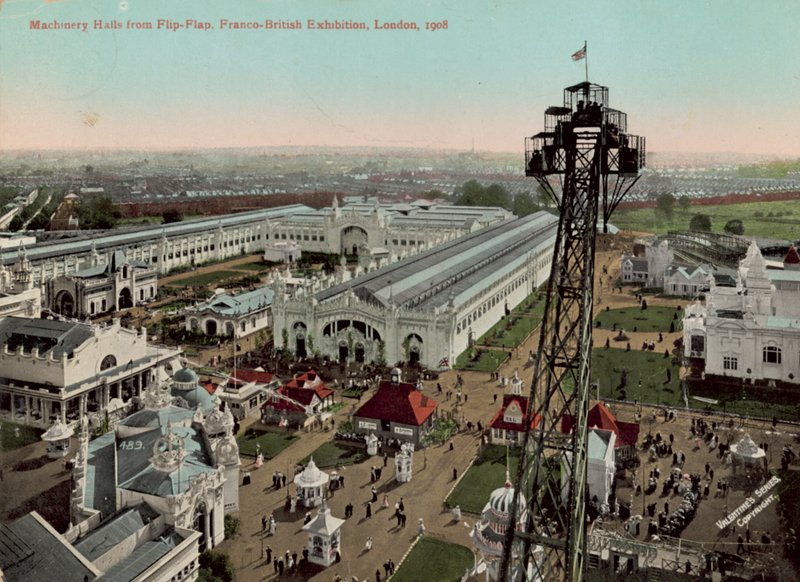 Maskinhallar från Flip-Flap, The Great White City, London av English Photographer