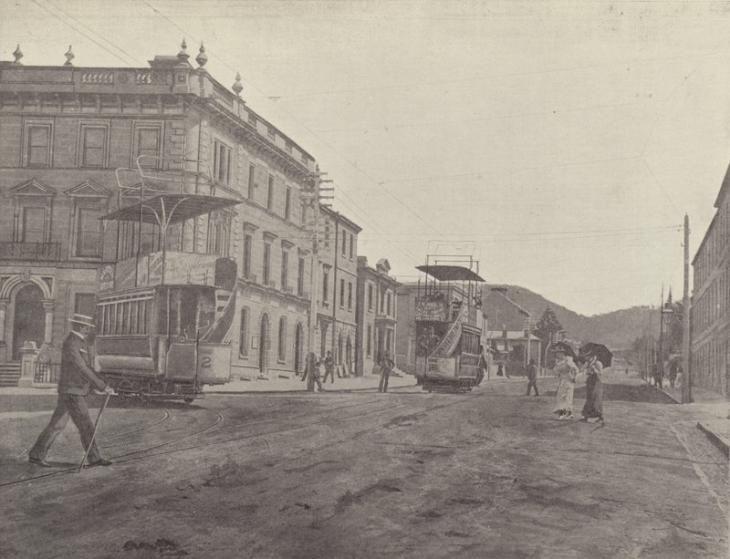 Macquarie Street, tittar från katedralen, Hobart av English Photographer