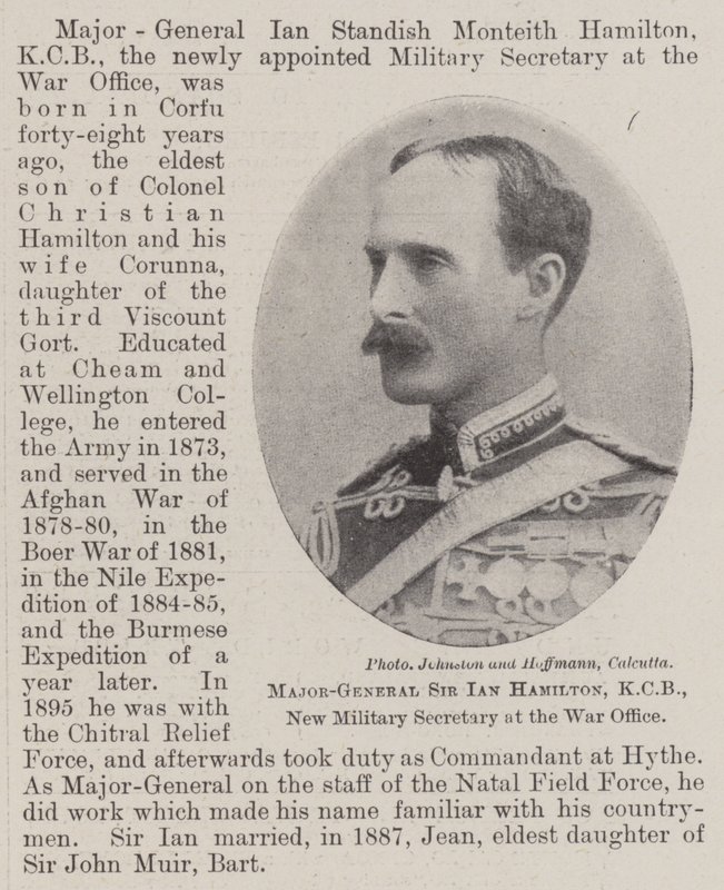 Generalmajor Sir Ian Hamilton, KCB, ny militärsekreterare vid krigskontoret av English Photographer
