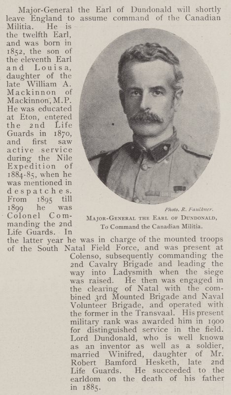 Generalmajor Earl of Dundonald, att befalla den kanadensiska milisen av English Photographer