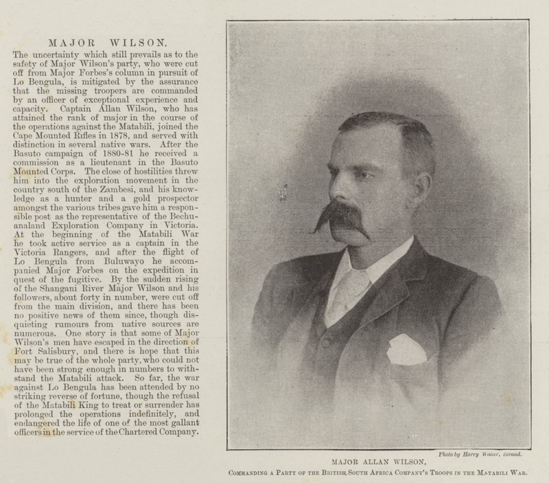 Major Allan Wilson, befälhavande ett parti av de brittiska sydafrikanska kompaniets trupper i Matabili-kriget av English Photographer