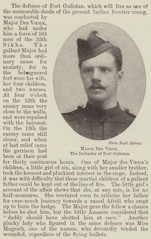 Major Des Voeux, Fort Gulistans försvarare av English Photographer