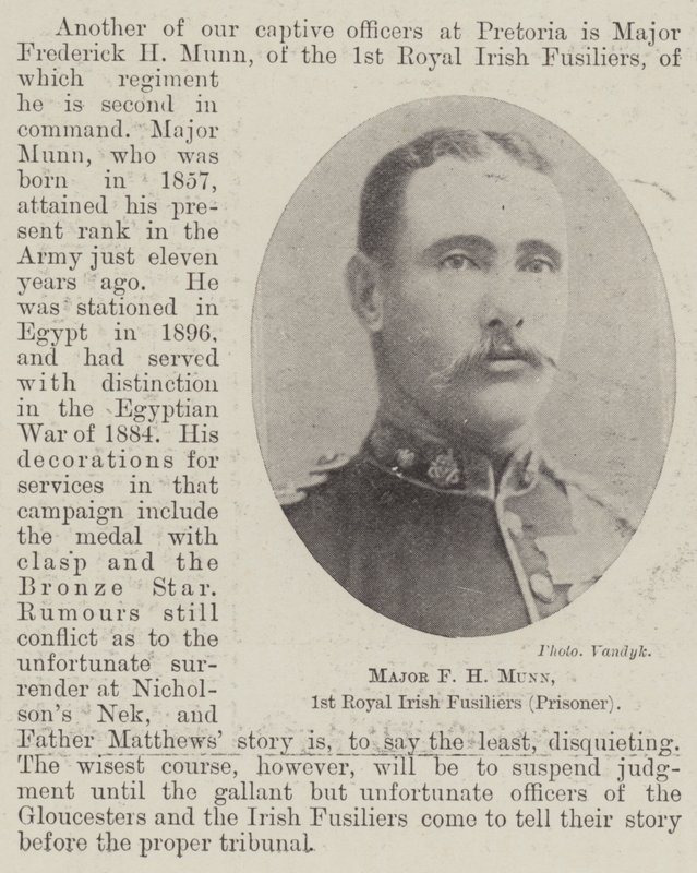 Major F H Munn, 1st Royal Irish Fusiliers (fånge) av English Photographer