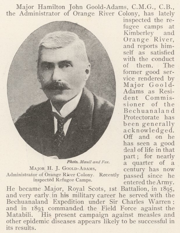 Major H J Goold-Adams, administratör för Orange River Colony, inspekterade nyligen flyktingläger av English Photographer