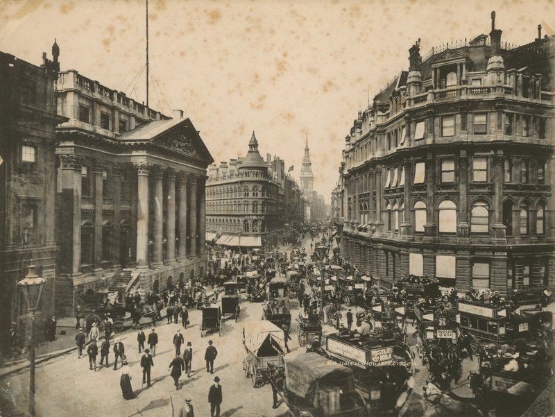 Mansion House, Queen Victoria Street och Cheapside, London av English Photographer