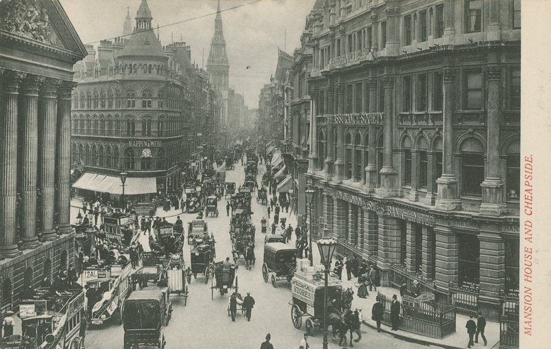 Mansion House och Cheapside, London av English Photographer