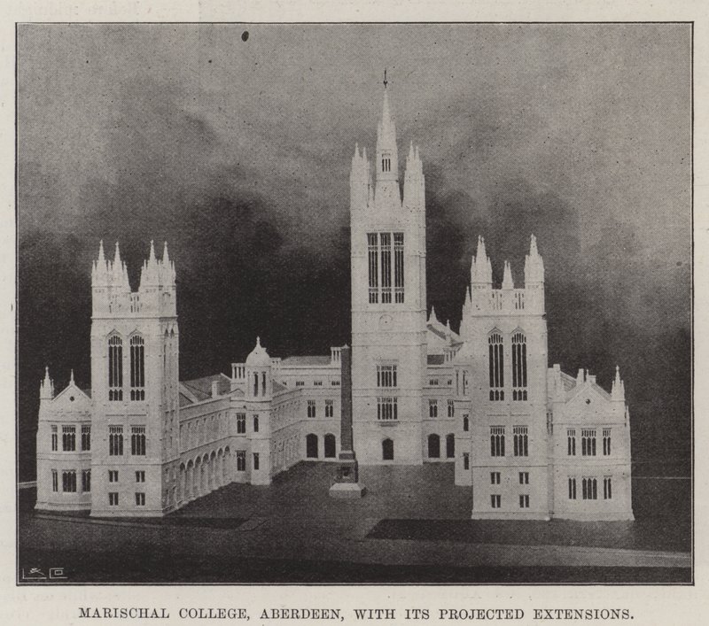 Marischal College, Aberdeen, med dess planerade förlängningar av English Photographer