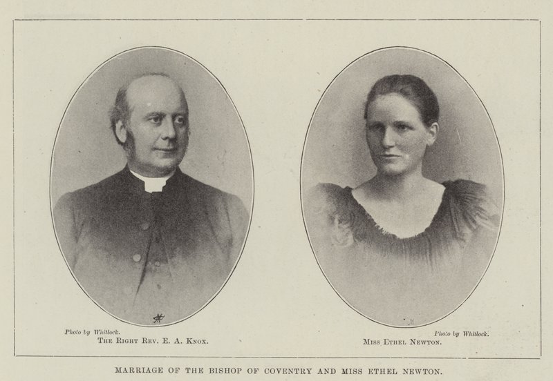 Giftermål mellan biskopen av Coventry och fröken Ethel Newton av English Photographer