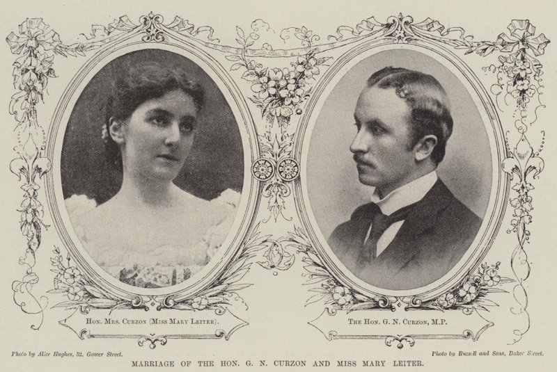 Äktenskap mellan den ärade G N Curzon och fröken Mary Leiter av English Photographer