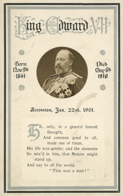 Minneskort, kung Edward VII (s/v-foto) av English Photographer
