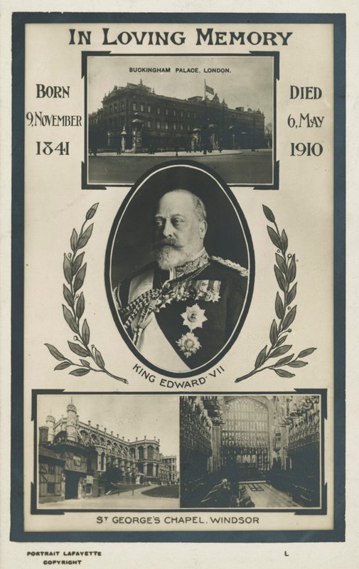 Minneskort för kung Edward VII (s/v foto) av English Photographer