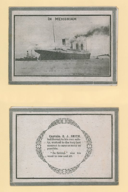 Minneskort till kapten E J Smith från Titanic av English Photographer