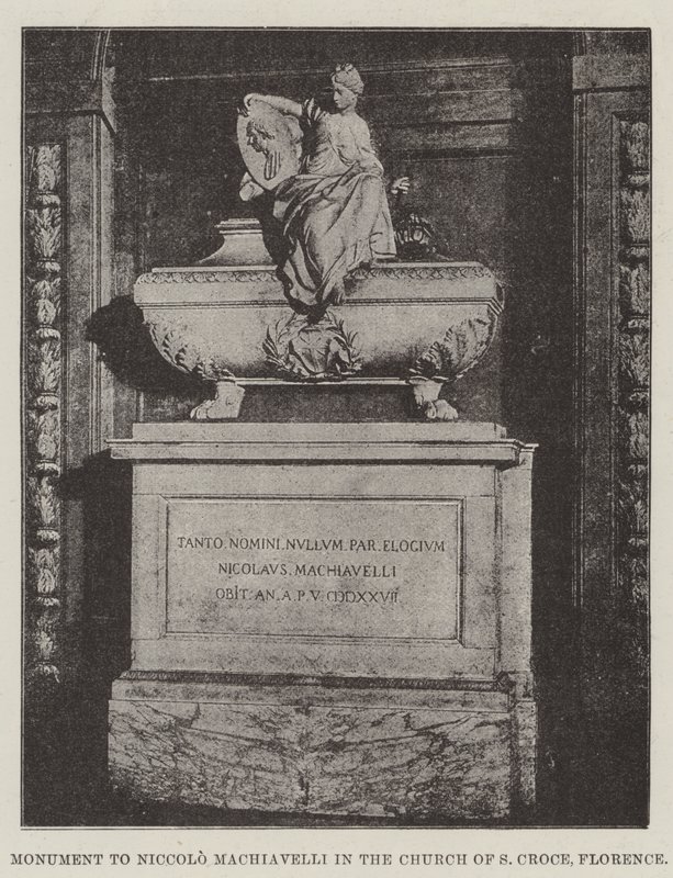 Monument till Niccolo Machiavelli i kyrkan S Croce, Florens av English Photographer