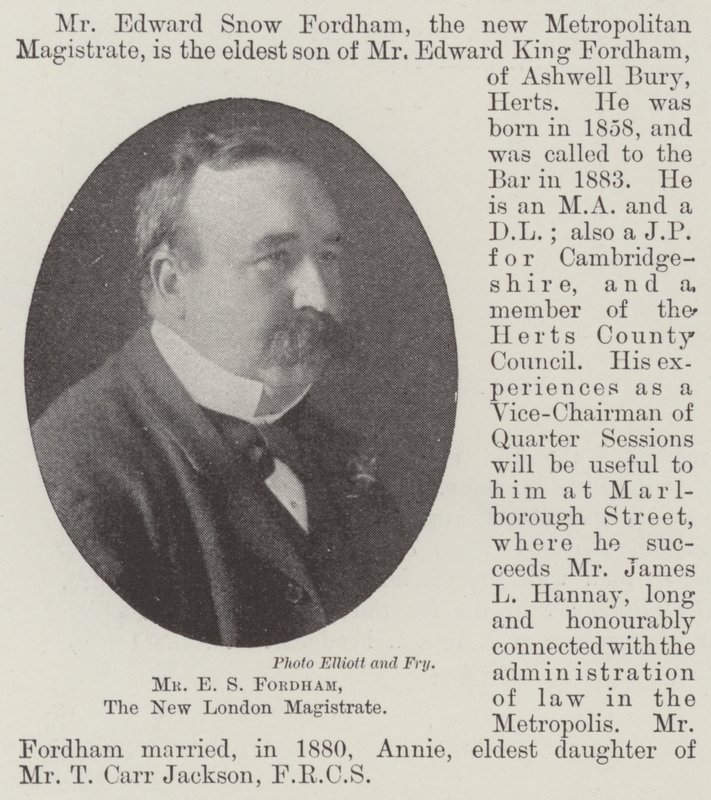Mr E S Fordham, New London Magistrate av English Photographer