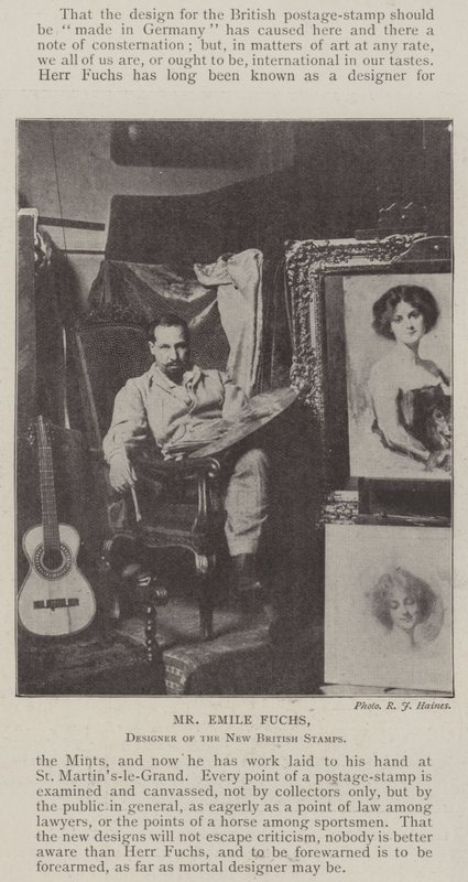 Emile Fuchs, designer av de nya brittiska frimärkena av English Photographer