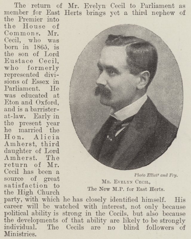Mr Evelyn Cecil, den nya parlamentsledamoten för East Herts av English Photographer