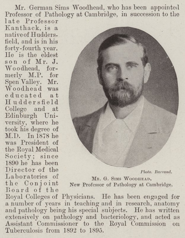 Mr G Sims Woodhead, ny professor i patologi vid Cambridge av English Photographer
