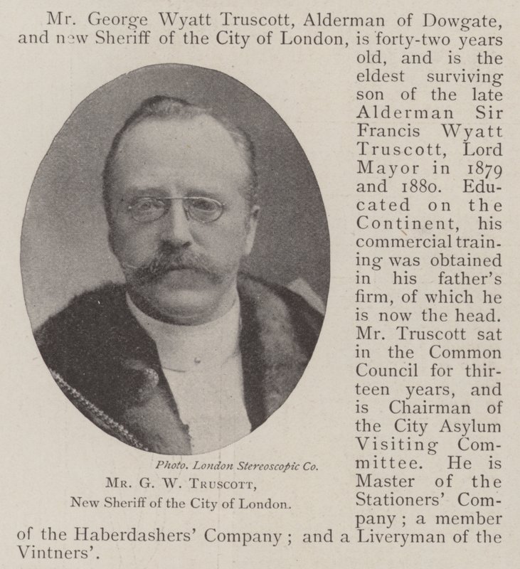 Mr G W Truscott, ny sheriff i London City av English Photographer
