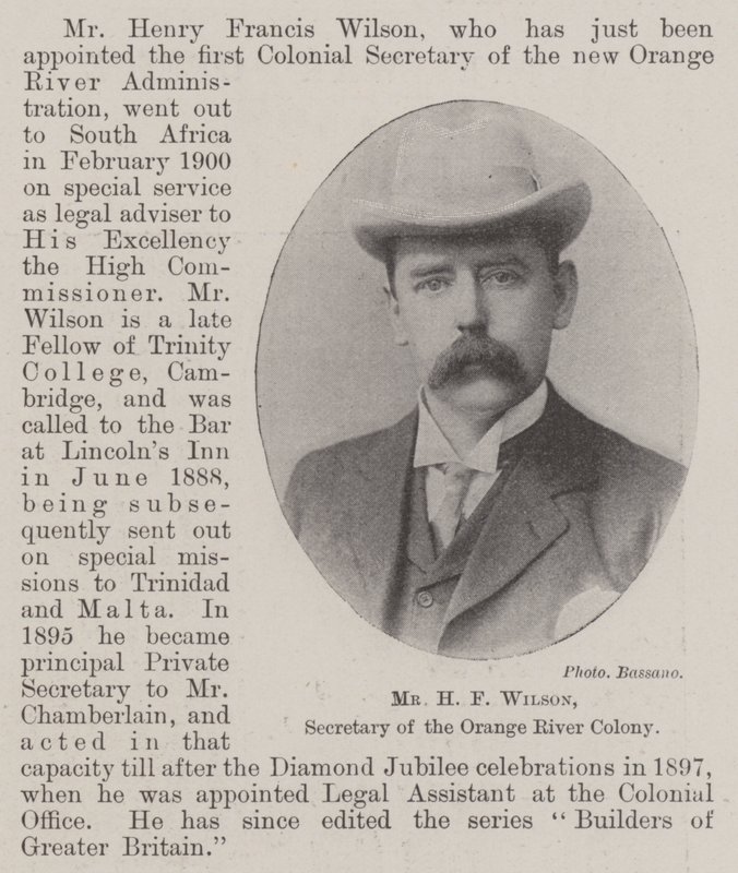 Mr HF Wilson, sekreterare för Orange River Colony av English Photographer