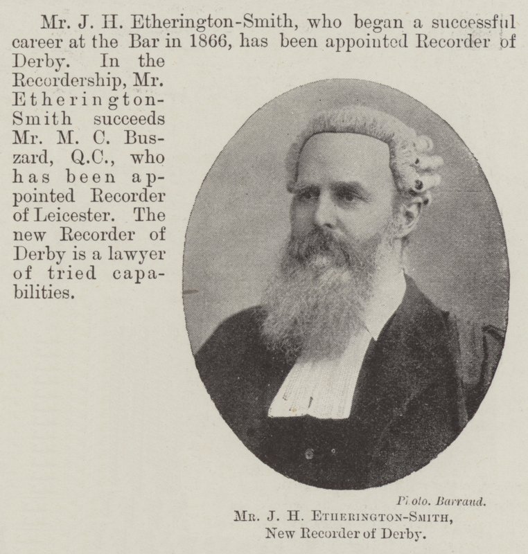 Mr J H Etherington-Smith, New Recorder of Derby av English Photographer