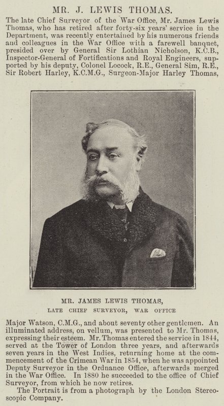 Mr James Lewis Thomas, avliden chefslantmätare, krigskontoret av English Photographer