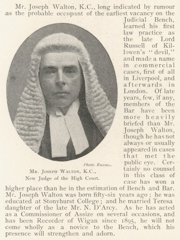 Mr Joseph Walton, KC, ny domare vid High Court av English Photographer