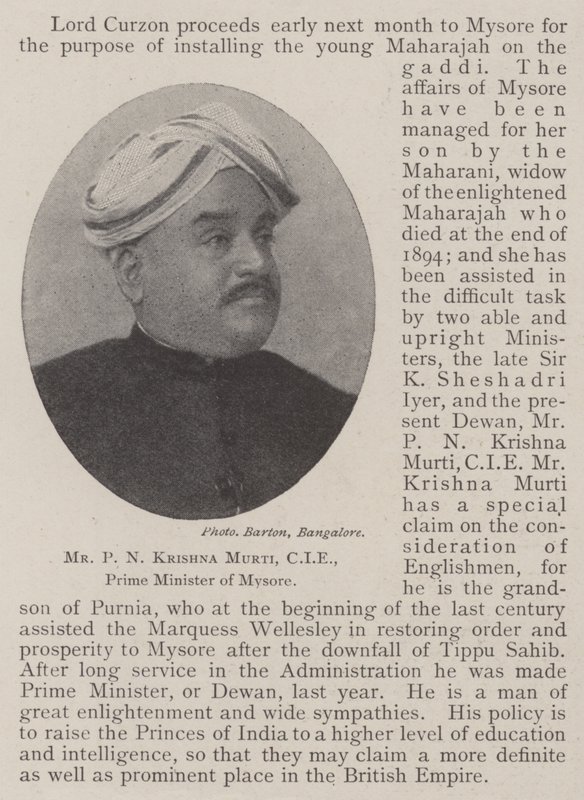 Mr PN Krishna Murti, CIE, Mysores premiärminister av English Photographer
