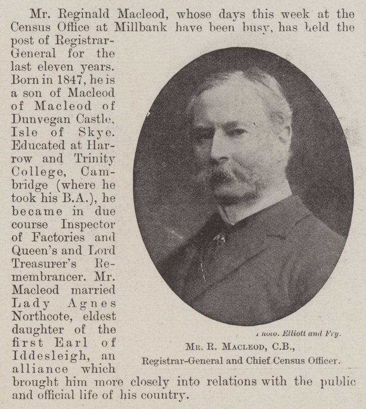 Mr R Macleod, CB, registrator-general och Chief Census Officer av English Photographer