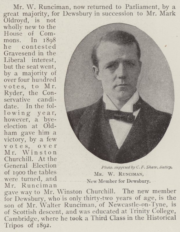 Mr W Runciman, ny medlem för Dewsbury av English Photographer