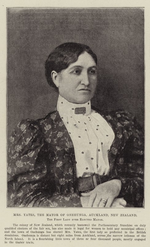 Mrs Yates, borgmästare i Onehunga, Auckland, Nya Zeeland, den första damen som någonsin valts till borgmästare av English Photographer