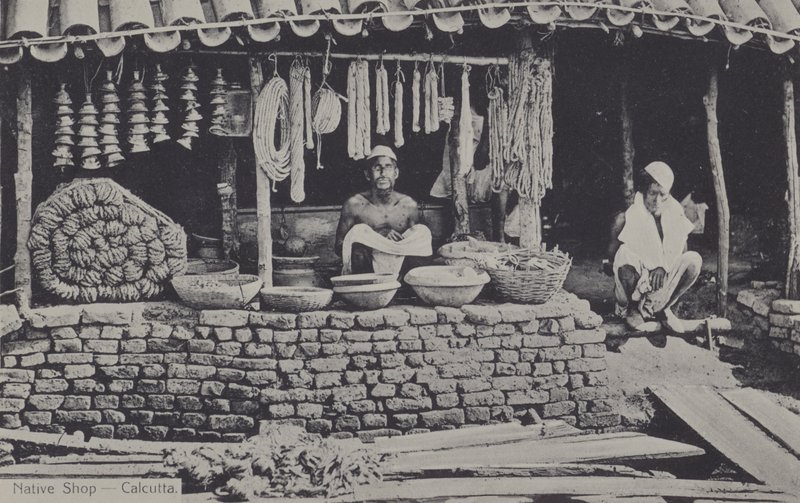 Native shop, Calcutta, Indien (s/v foto) av English Photographer