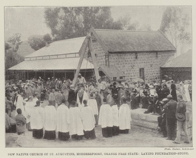 New Native Church of St Augustine, Modderspoort, Orange Free State, lägger grundsten av English Photographer