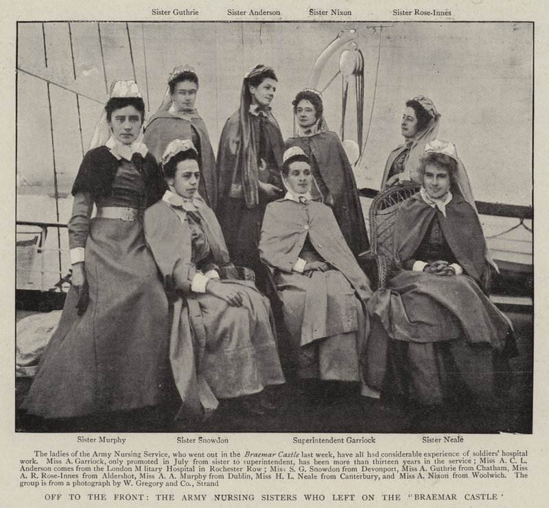 Iväg till fronten, Army Nursing Sisters som lämnade på Braemar Castle av English Photographer