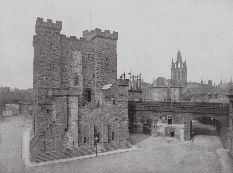 Old Castle, Black Gate och Cathedral, Newcastle (s/v foto) av English Photographer