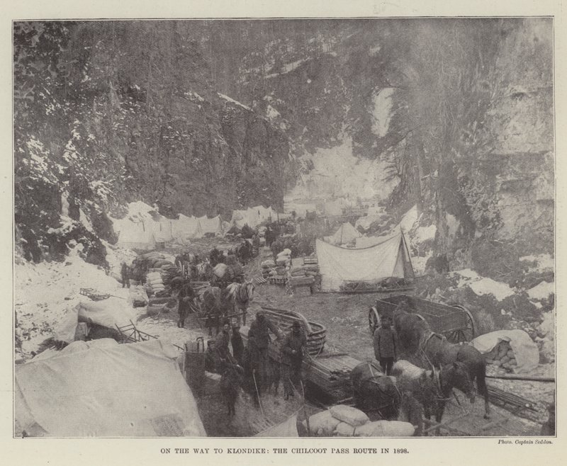 På väg till Klondike, Chilcoot Pass Route 1898 av English Photographer